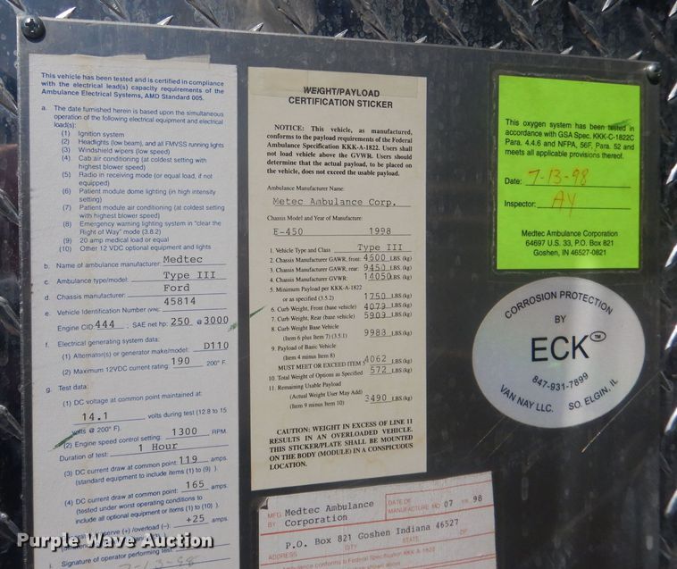 image for item DJ1279 1998 Ford Econoline E450 Super Duty  ambulance