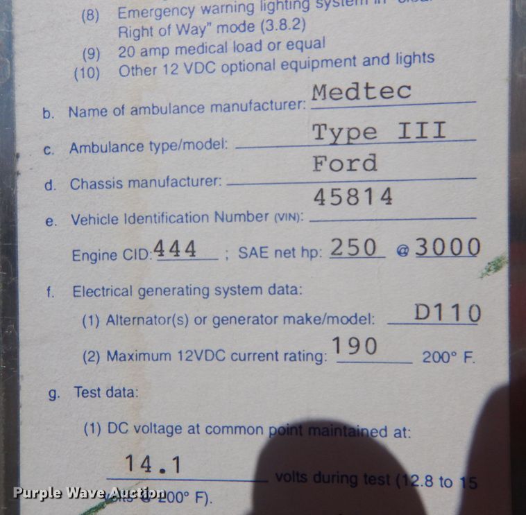 image for item DJ1279 1998 Ford Econoline E450 Super Duty  ambulance