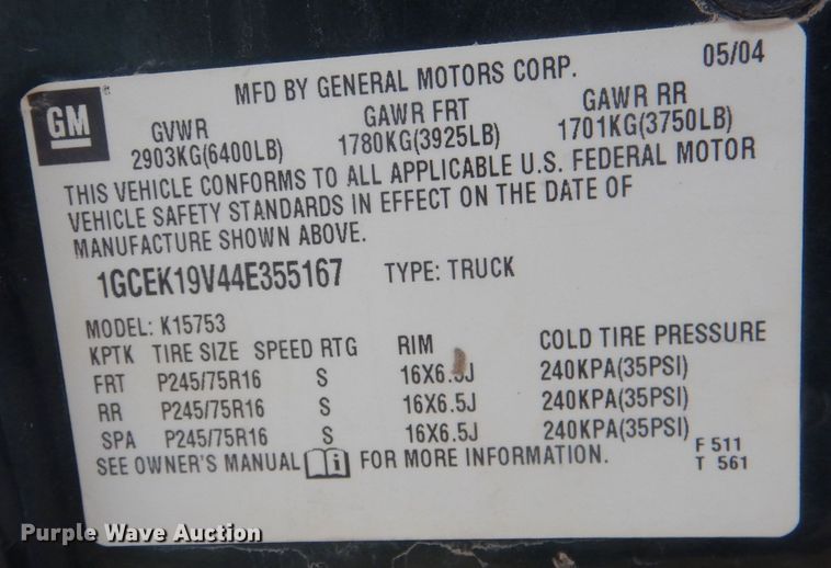 image for item DJ1283 2004 Chevrolet Silverado 1500  Ext. Cab pickup truck