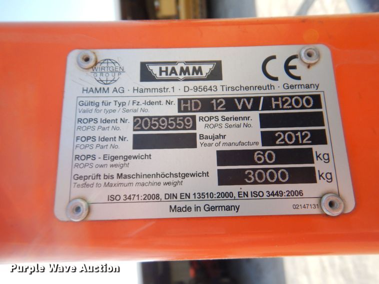 image for item DM6055 2012 Hamm HD12VV  double drum vibratory roller