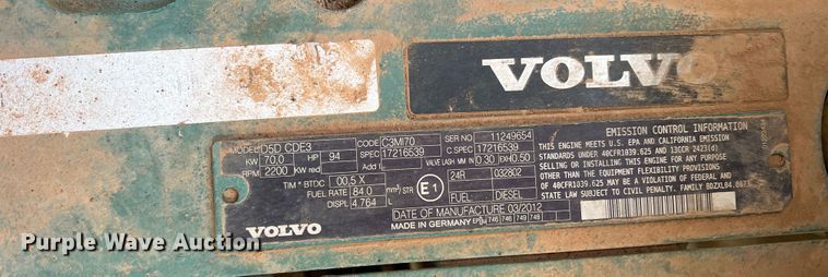 image for item DM8416 2012 Volvo BL70B  backhoe