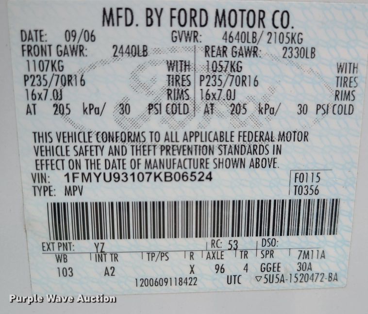 image for item IF9403 2007 Ford Escape XLT  SUV