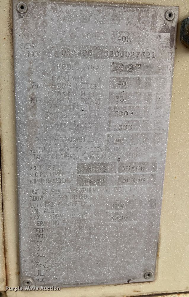 image for item IG9304 1997 JLG 40H  boom lift