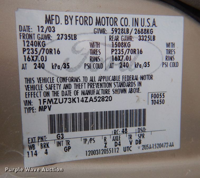 image for item JJ9212 2004 Ford Explorer  SUV