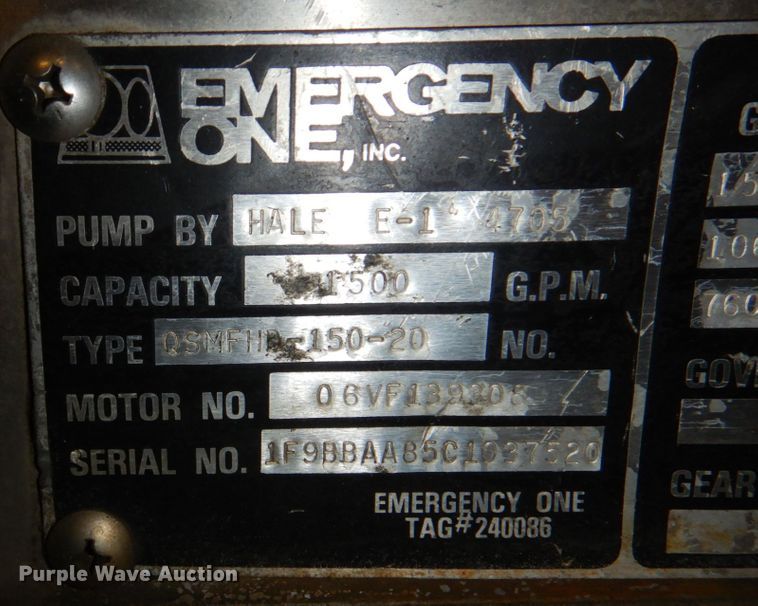 image for item JJ9214 1986 Hale  pumper fire truck