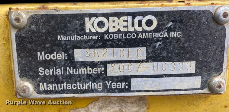 image for item JL9070 2000 Kobelco SK210LC  excavator