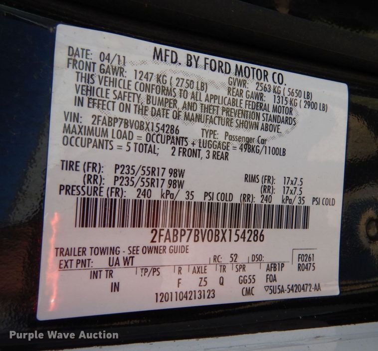 image for item JL9092 2011 Ford Crown Victoria Police Interceptor