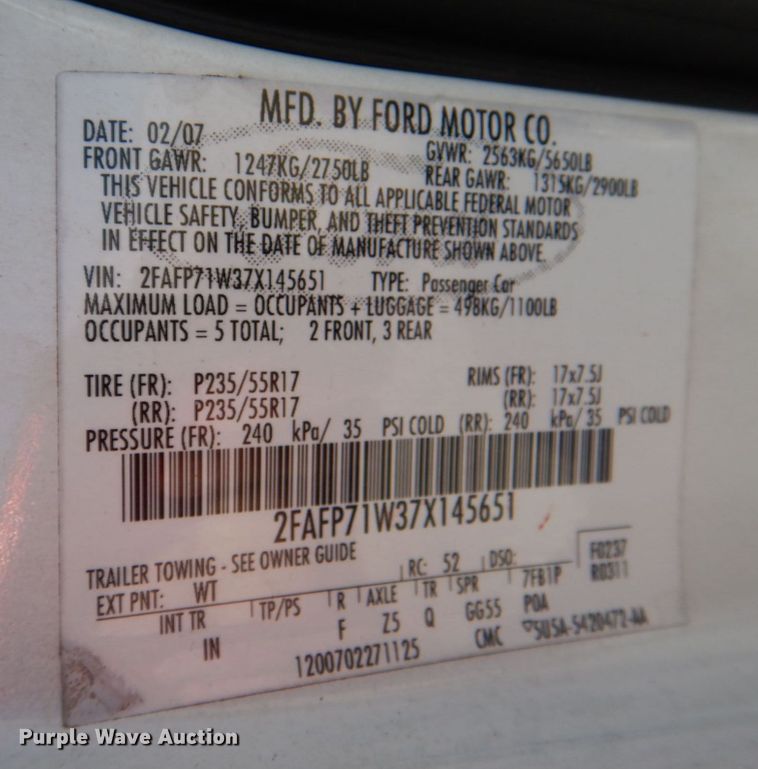 image for item JL9098 2007 Ford Crown Victoria Police Interceptor