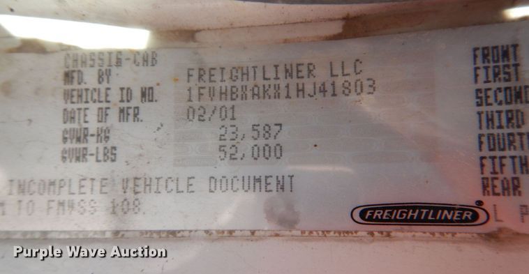 image for item JL9100 2001 Freightliner FL80  dump truck