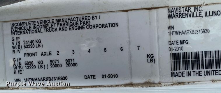 image for item JL9102 2011 International 7400  dump truck