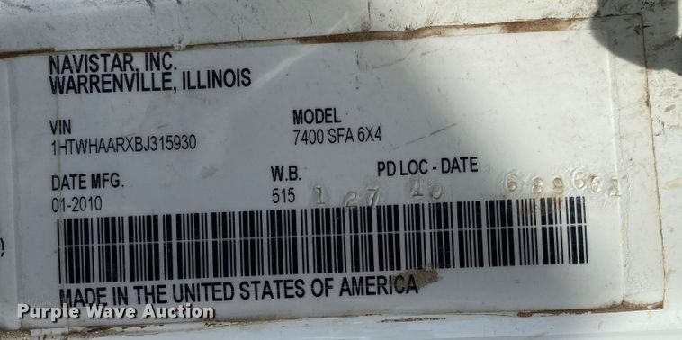 image for item JL9102 2011 International 7400  dump truck