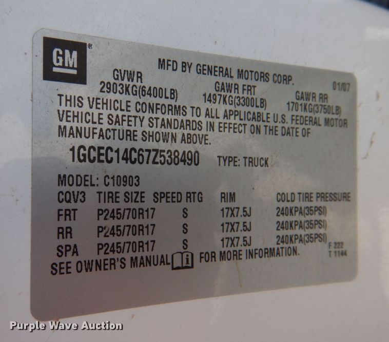 image for item JL9103 2007 Chevrolet Silverado  pickup truck