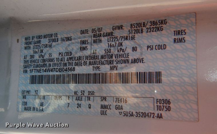 image for item JL9115 2007 Ford E150  van