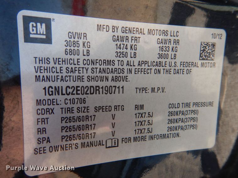 image for item JL9118 2013 Chevrolet Tahoe Police  SUV