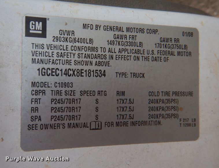 image for item JS9585 2008 Chevrolet Silverado 1500  pickup truck