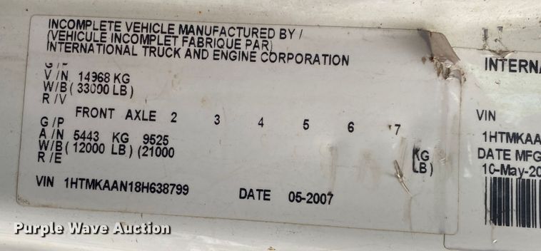 image for item KE9499 2008 International 4400  utility / service truck