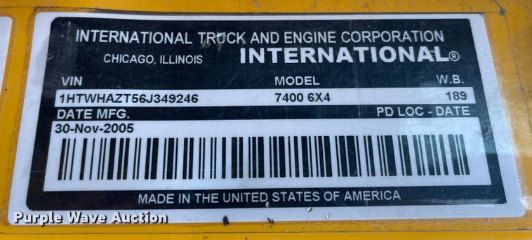 image for item KT9671 2006 International 7400  dump truck