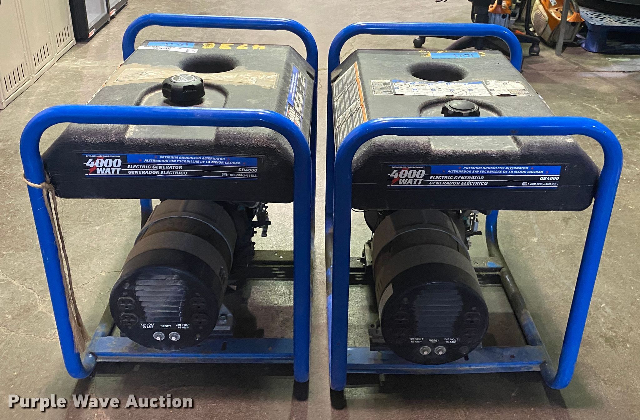 (2) Devilbiss GB4000 generators in Tulsa, OK Item KE9505 sold