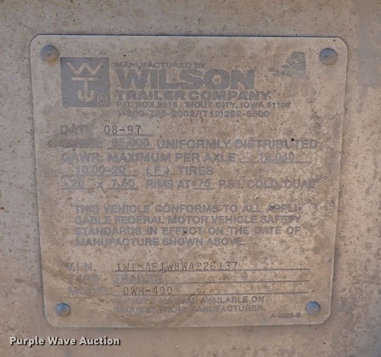 image for item DC4024 1998 Wilson DWH-400  grain trailer