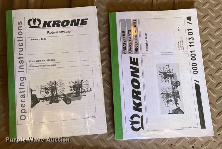 image for item DJ5061 2009 Krone Swadro 1400  rotary hay rake