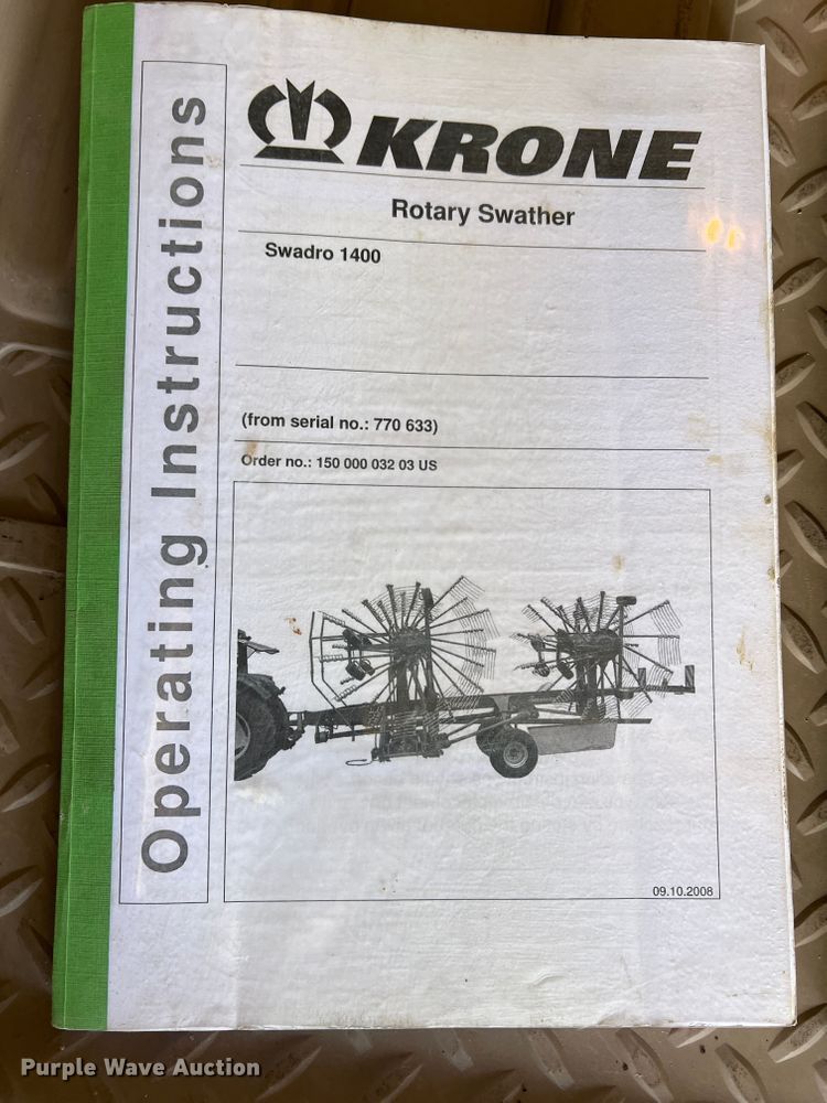image for item DJ5061 2009 Krone Swadro 1400  rotary hay rake
