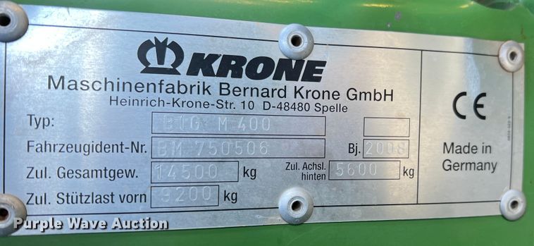 image for item DJ5064 2008 Krone Big M 400  windrower