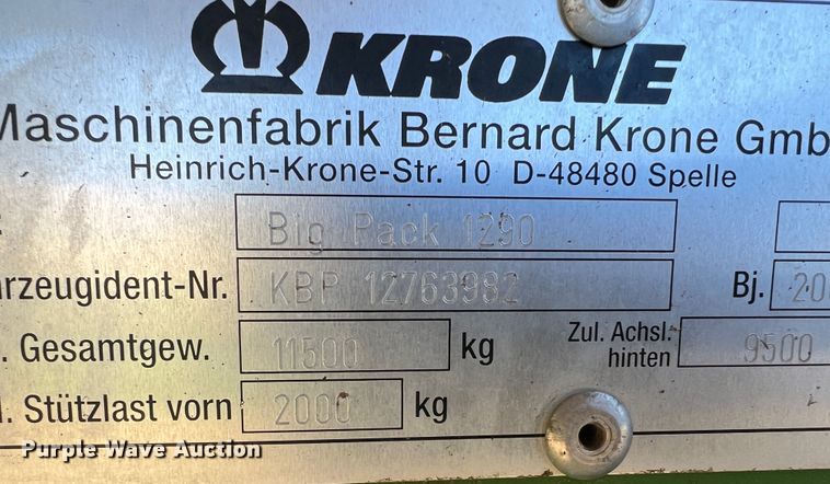 image for item DJ5065 2008 Krone Big Pack 1290  large square baler