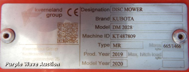 image for item DK0331 2020 Kubota DM2028  disc mower