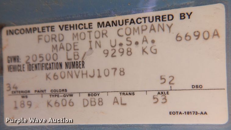 image for item DK4388 1990 Ford F600  grain truck