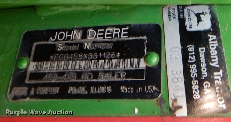 image for item DP3917 2007 John Deere 458  round baler