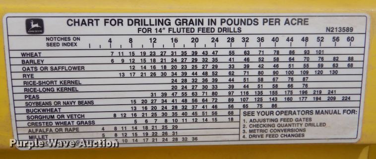 image for item LJ9861 John Deere 9400  hoe grain drill