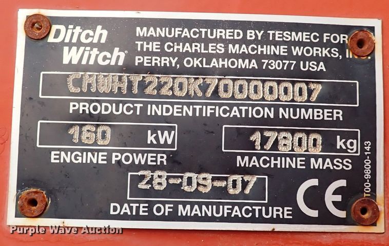 image for item DK3608 2007 Ditch Witch HT220  trencher