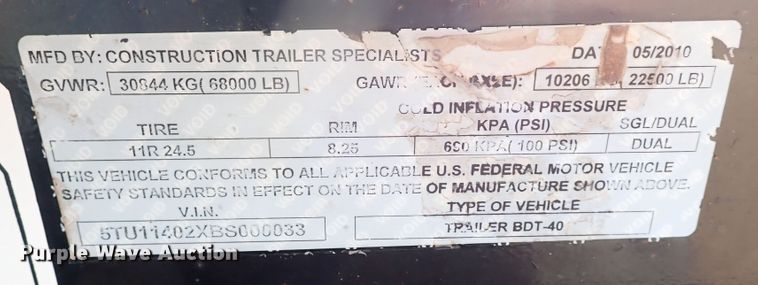 image for item DK3633 2011 CTS BDT-40  bottom dump trailer