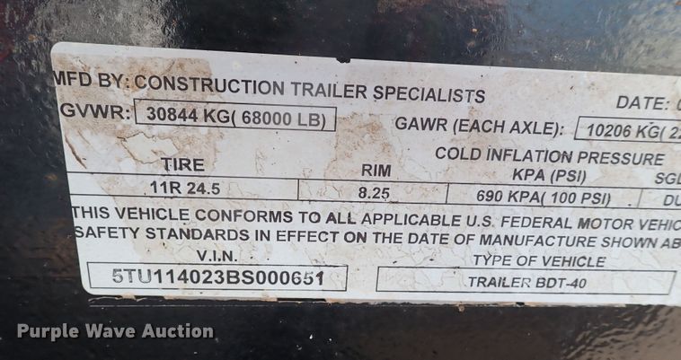 image for item DK3635 2011 CTS BDT-40  bottom dump trailer