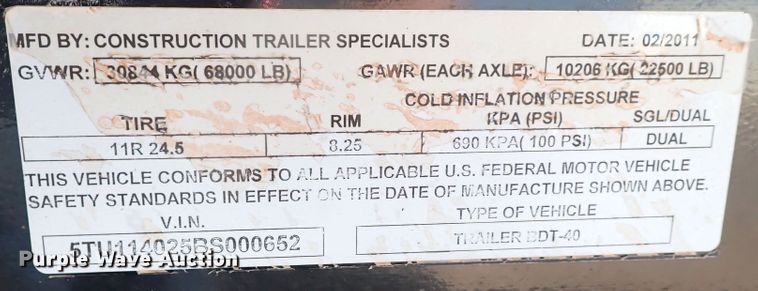 image for item DK3637 2011 CTS BDT-40  bottom dump trailer