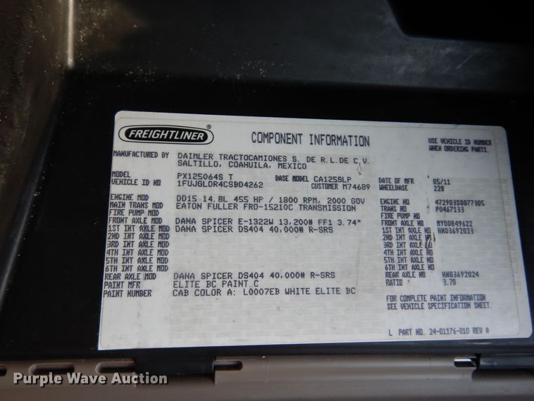 image for item DK0311 2012 Freightliner Cascadia  semi truck