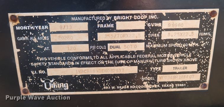 image for item DK3485 2014 Viking  drop deck equipment trailer