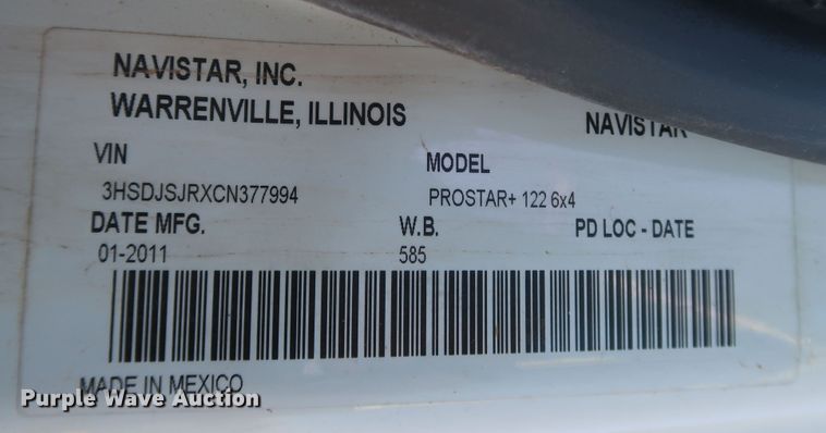 image for item DK3681 2012 International ProStar Plus 122  semi truck