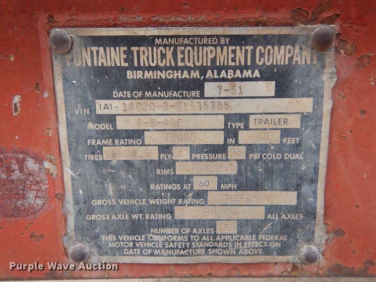 image for item DK8263 1981 Fontaine F5-40  flatbed trailer