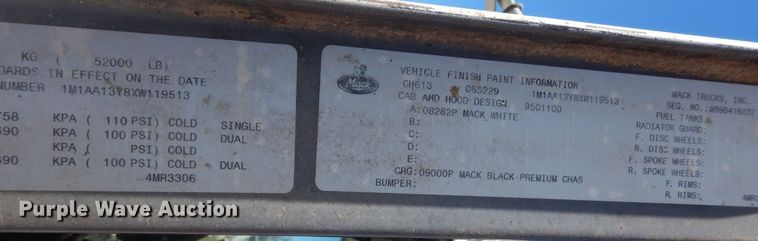 image for item DK8265 1999 Mack CH613  dump truck