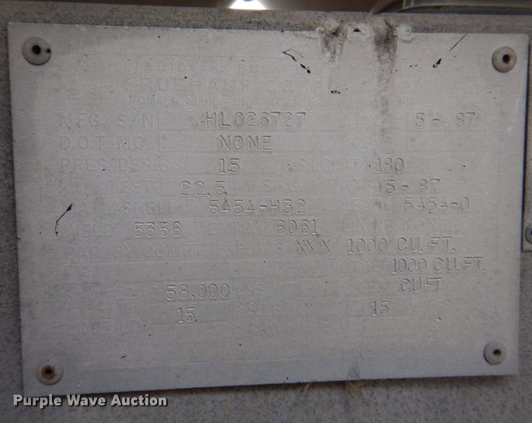 image for item DL5966 1987 Fruehauf  pneumatic dry bulk trailer