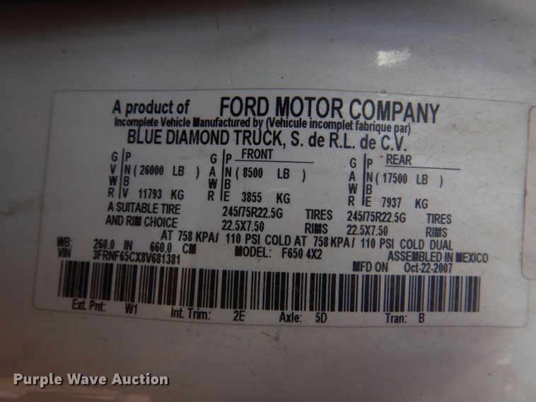 image for item DM7260 2008 Ford F650 Super Duty  box truck