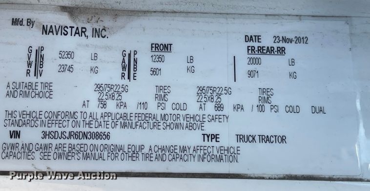 image for item FV9406 2013 International ProStar  semi truck