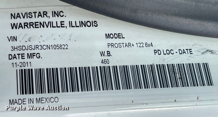 image for item FV9407 2012 International ProStar Plus 122  semi truck