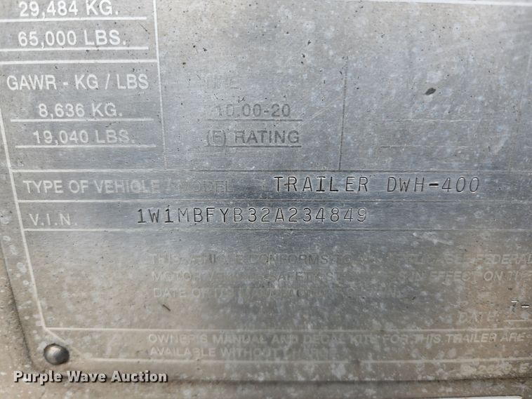 image for item HK9381 2002 Wilson DWH 400  grain trailer