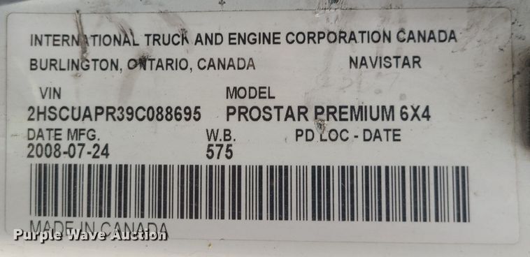 image for item IF9387 2009 International ProStar  semi truck