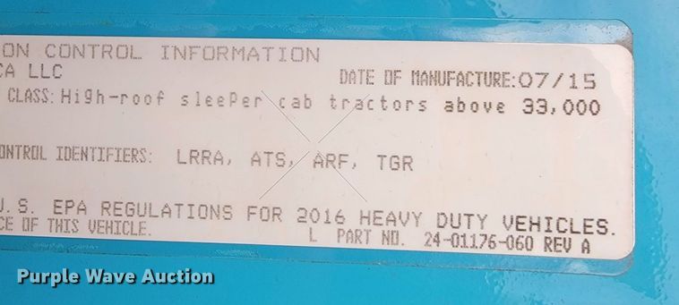 image for item JE9972 2016 Freightliner Cascadia  semi truck