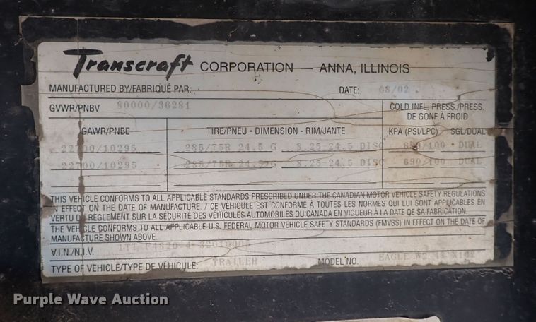 image for item JO9606 2003 Transcraft Eagle  flatbed trailer