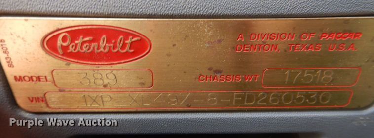 image for item KP9231 2015 Peterbilt 389  semi truck
