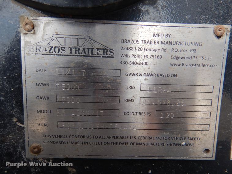 image for item KP9260 2017 Brazos  end dump trailer